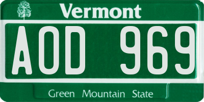 VT license plate AOD969