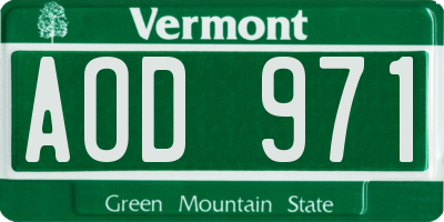 VT license plate AOD971