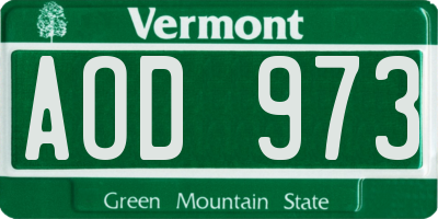 VT license plate AOD973