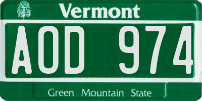 VT license plate AOD974