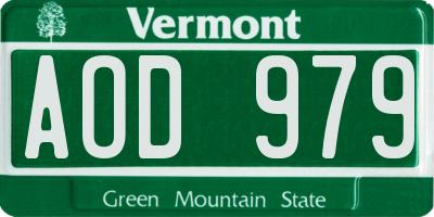 VT license plate AOD979