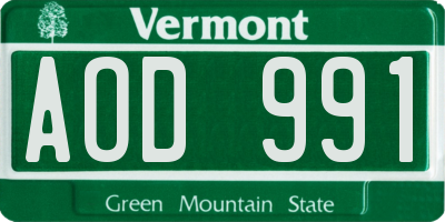 VT license plate AOD991