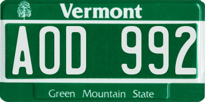 VT license plate AOD992