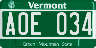 VT license plate AOE034