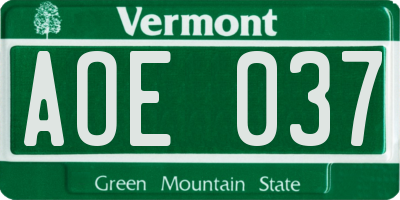 VT license plate AOE037