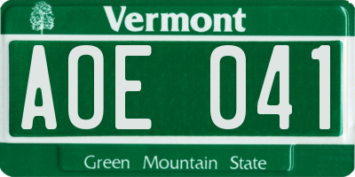 VT license plate AOE041