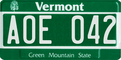 VT license plate AOE042