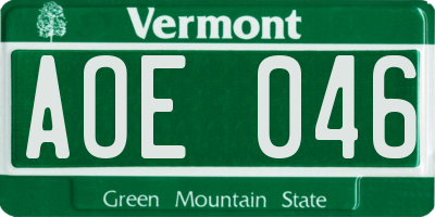 VT license plate AOE046