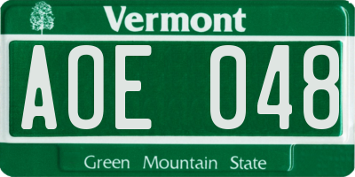 VT license plate AOE048
