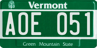 VT license plate AOE051