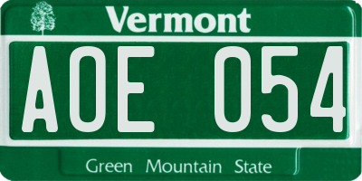 VT license plate AOE054
