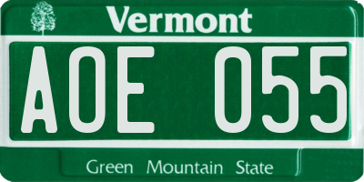 VT license plate AOE055
