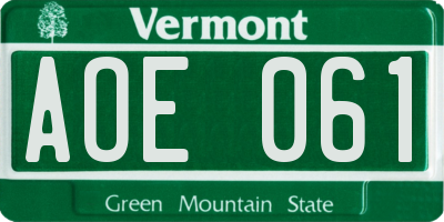 VT license plate AOE061