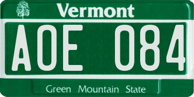 VT license plate AOE084