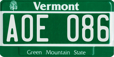 VT license plate AOE086