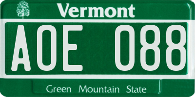 VT license plate AOE088