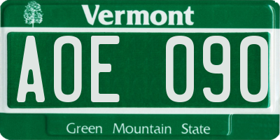 VT license plate AOE090