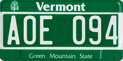 VT license plate AOE094
