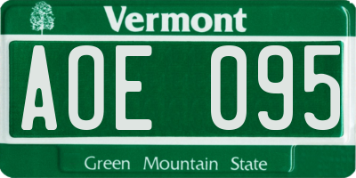 VT license plate AOE095