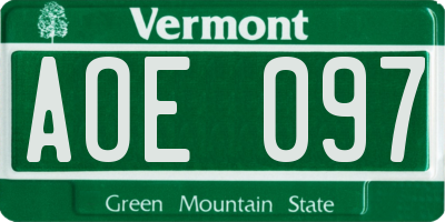 VT license plate AOE097