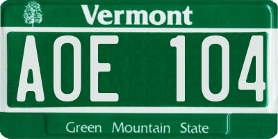 VT license plate AOE104