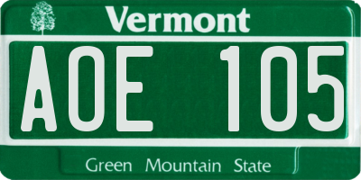 VT license plate AOE105