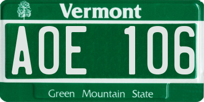 VT license plate AOE106