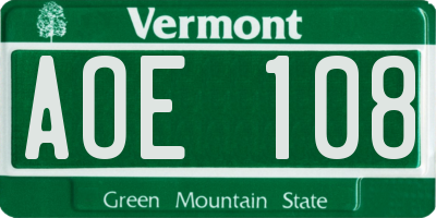 VT license plate AOE108