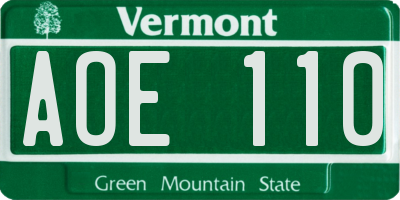 VT license plate AOE110