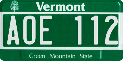 VT license plate AOE112