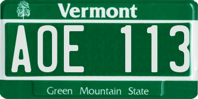 VT license plate AOE113