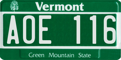 VT license plate AOE116