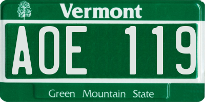 VT license plate AOE119
