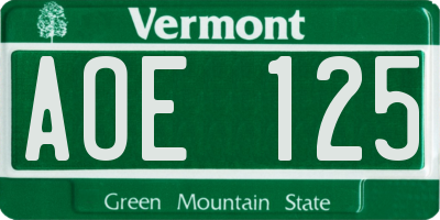 VT license plate AOE125