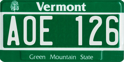 VT license plate AOE126