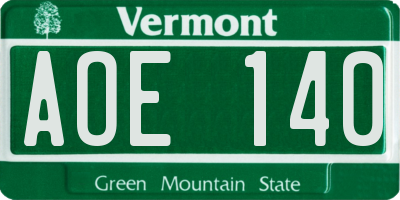 VT license plate AOE140