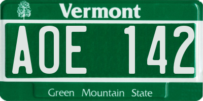 VT license plate AOE142