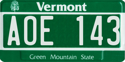 VT license plate AOE143