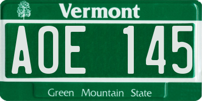 VT license plate AOE145