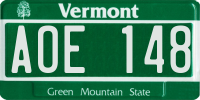 VT license plate AOE148