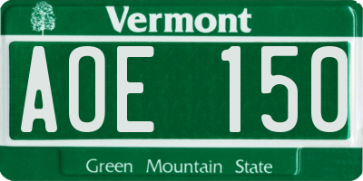VT license plate AOE150