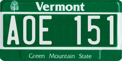 VT license plate AOE151
