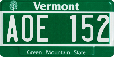 VT license plate AOE152