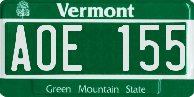 VT license plate AOE155