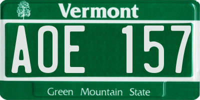 VT license plate AOE157
