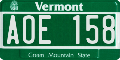 VT license plate AOE158
