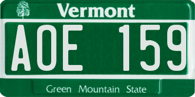 VT license plate AOE159