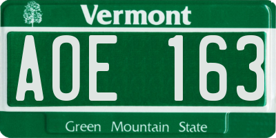 VT license plate AOE163