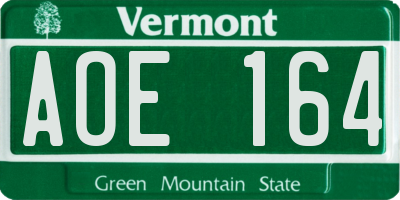 VT license plate AOE164