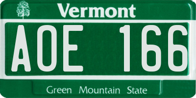VT license plate AOE166